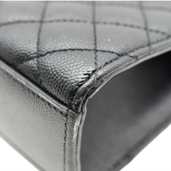 YVES SAINT LAURENT Large Envelope Leather Chain Shoulder Bag Black - Picture 9 of 15